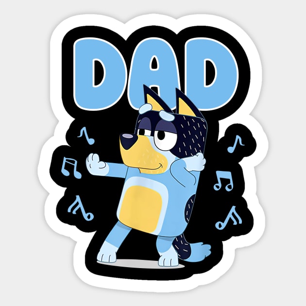 Bluey and Bingo dancing dad funny Sticker by Justine Nolanz